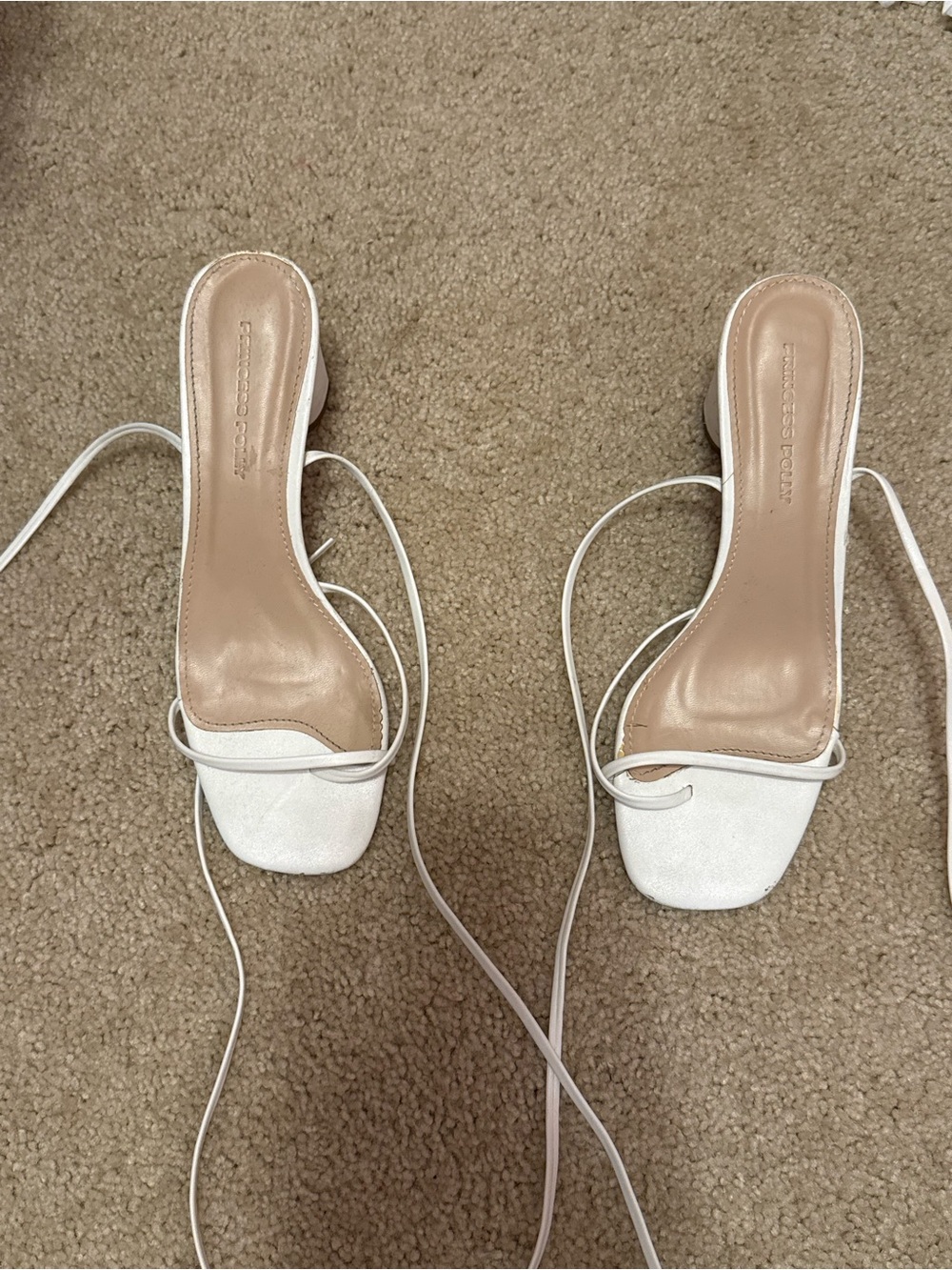 White Strappy Square-Toe Women’s Heels from Princess Polly